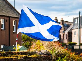 scottish flag flying in town